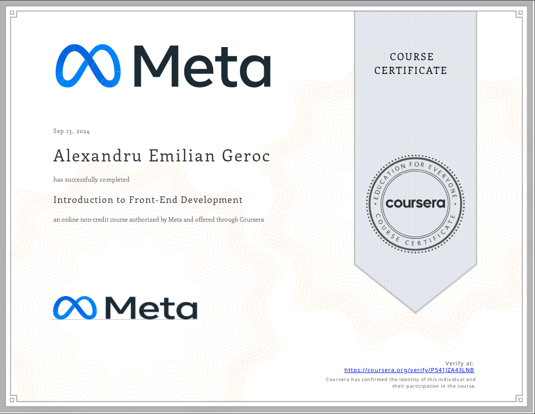 Meta Introduction to Front-End Development